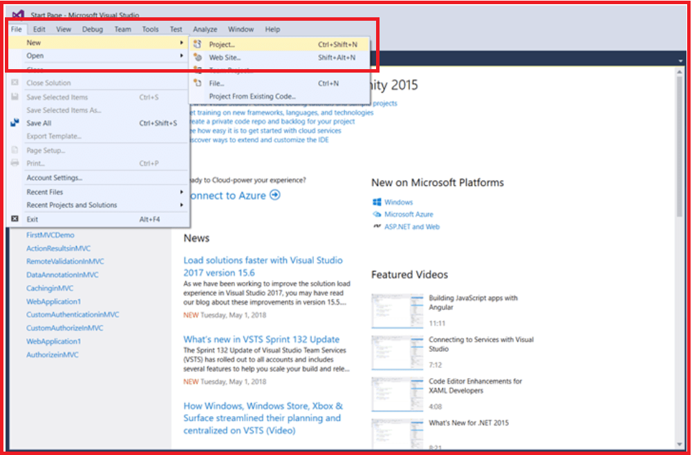 ASP.NET Web API sử dụng SQL Server - Tạo dự án api web asp.net mới