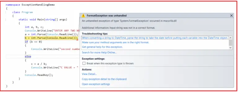 How does Exception Handling work in C# - Loginworks