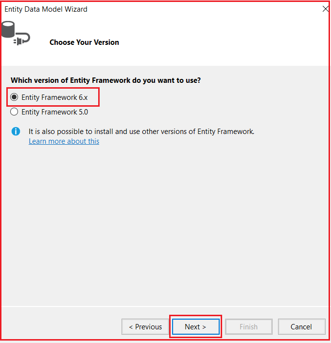 Selecting Entity Framework Version in ASP.NET MVC Application