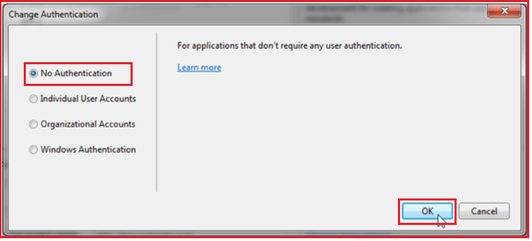 Selecting the Authentication Type in ASP.NET MVC Application