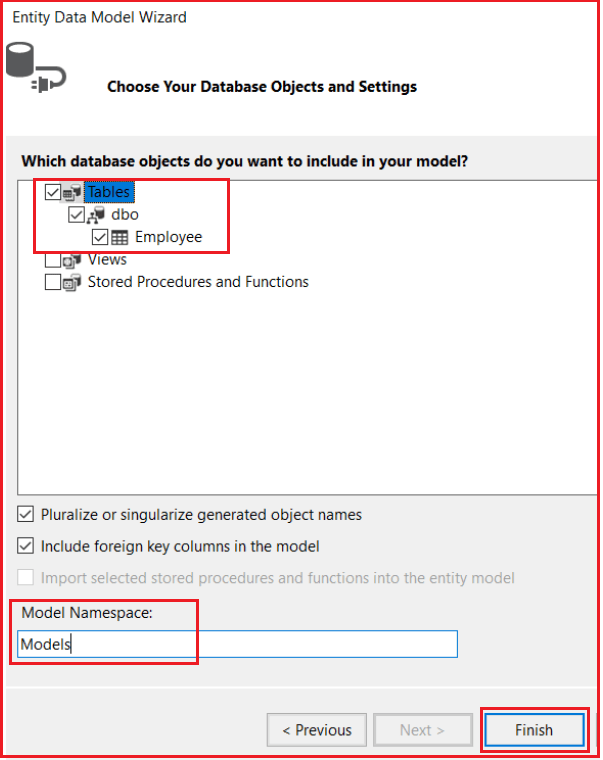 Selecting the Database Object in Entity Framework