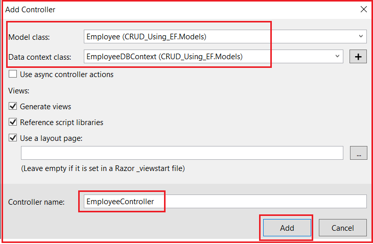 Setting Controller Properties to Create Views and Action Methods