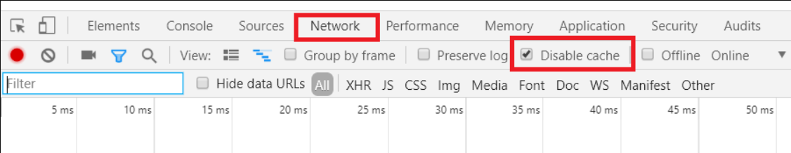 Disable Cache in Browsers Developers Tool