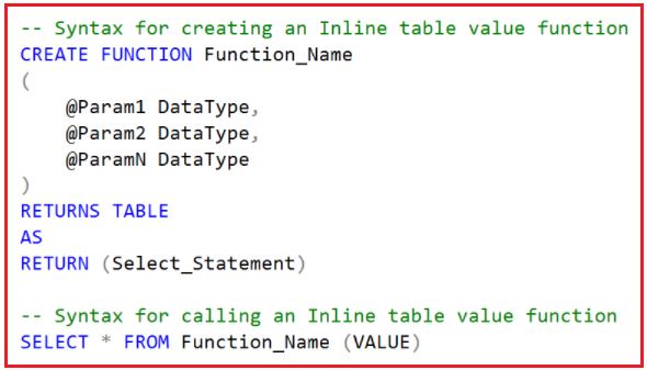 Table Valued Function In Sql Server Stack Overflow