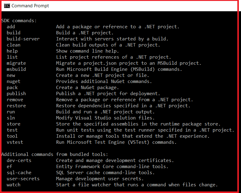 .NET Core CLI Commands