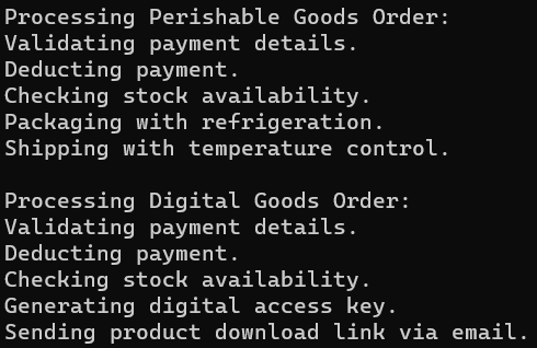 Real-Time Example of Template Method Design Pattern in C#: Online Shopping System