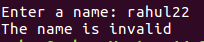 Validating the name entered with the username we have