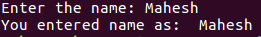 input() method example in python