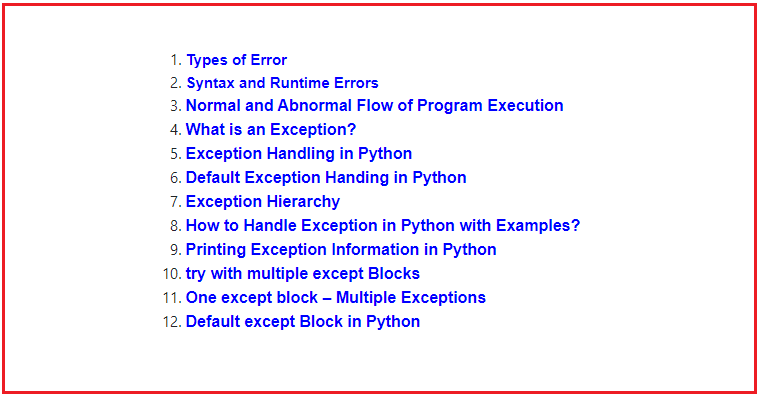 Python Exception Handling, Exception Handling in Python