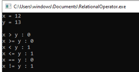 Relational Operators in C Language