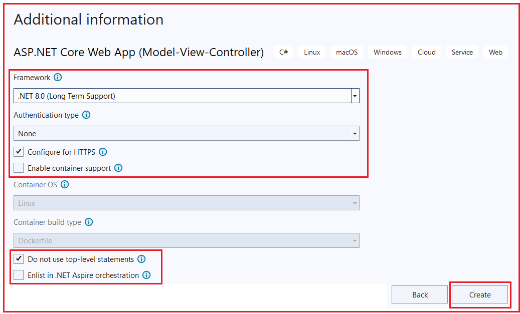 Creating ASP.NET Core Application using MVC Template