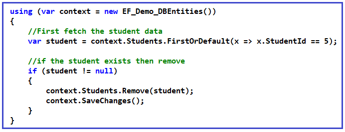 DbSet Remove Method