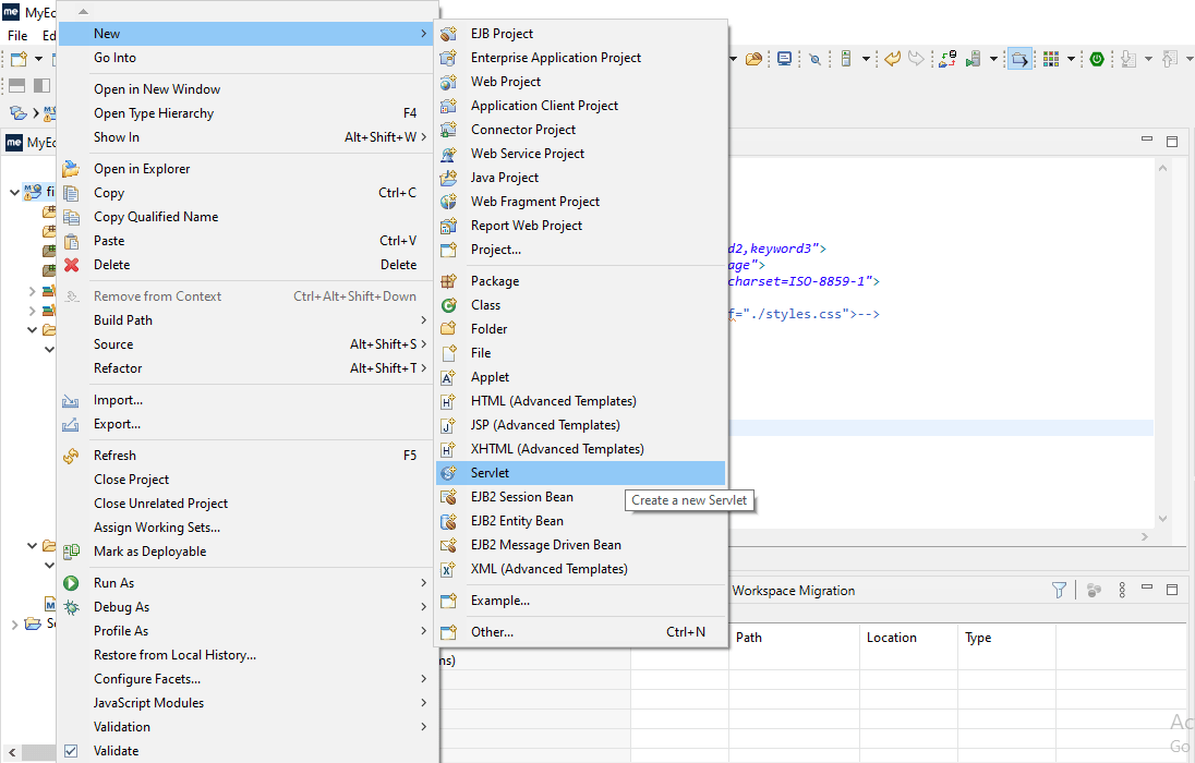 Servlet using MyEclipse
