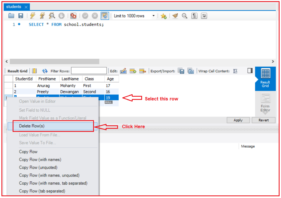 Insert Update Delete Using Mysql Workbench Dot Net Tutorials 6119