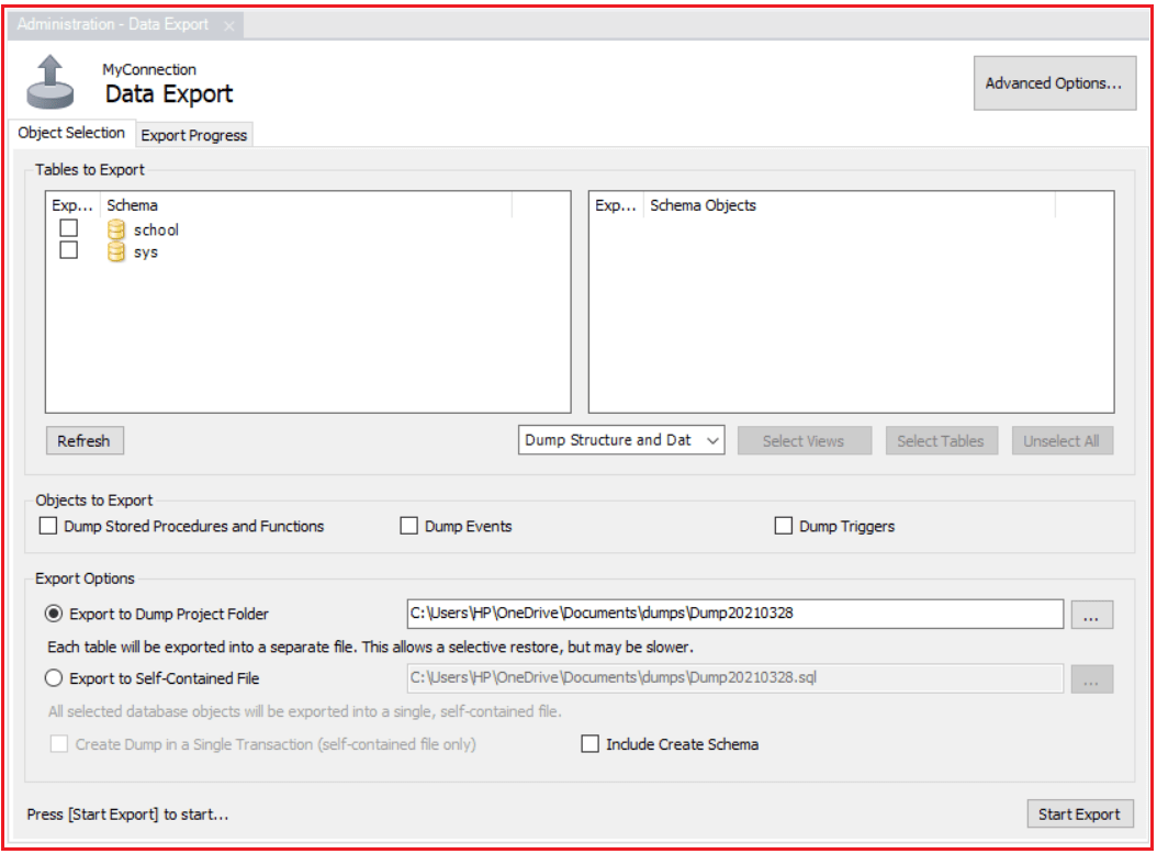 Exportar base de datos mysql workbench