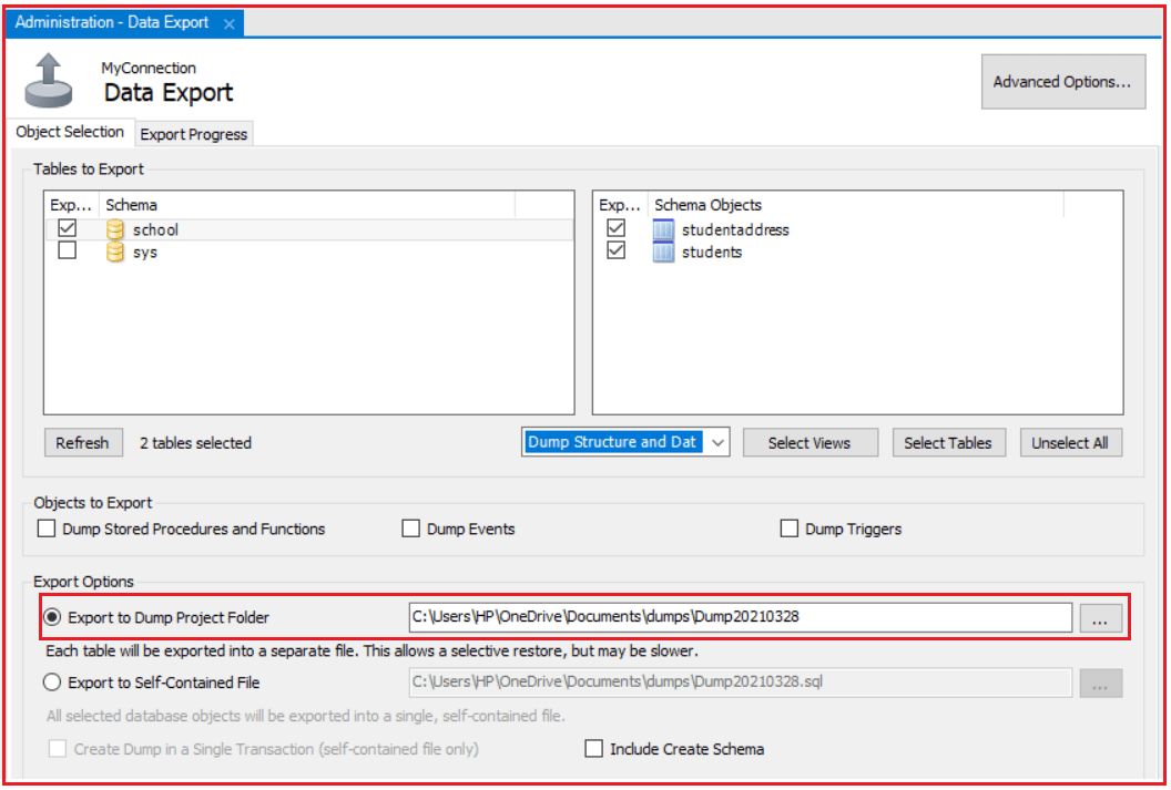 cómo exportar una base de datos usando MySQL Workbench