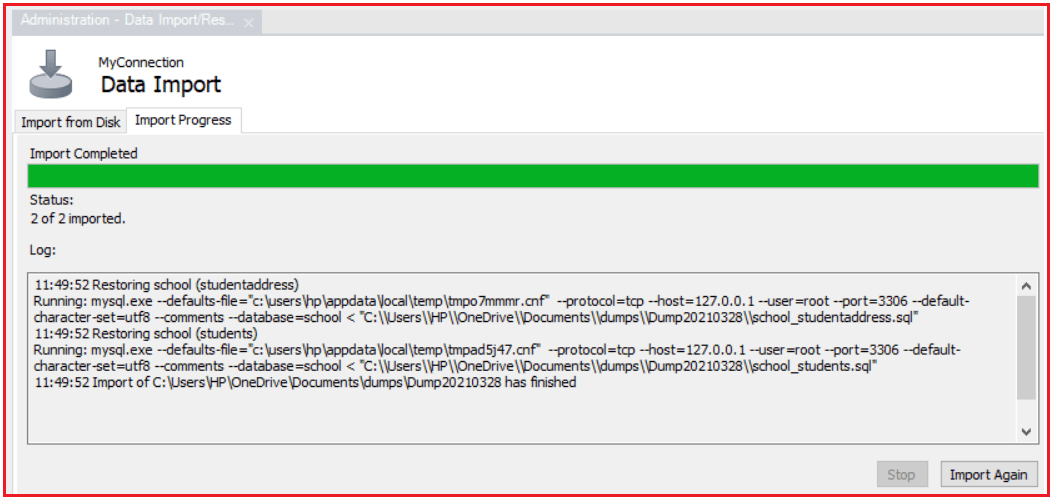 Importar base de datos usando MySQL Workbench