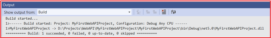 How to Build the ASP.NET Core Web API project in Visual Studio 2019?