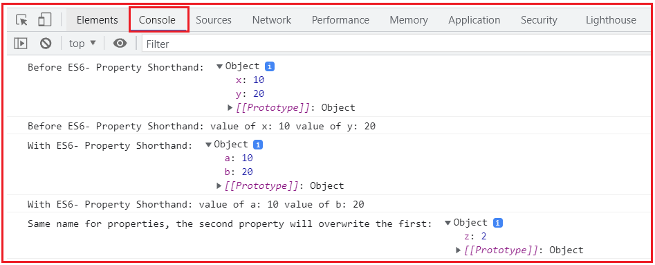 javascript shorthand object assignment