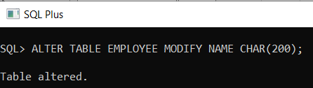 ALTER – MODIFY DDL Command in Oracle