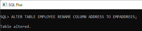 ALTER – RENAME DDL Command in Oracle