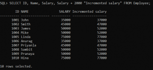 Arithmetic Operators in Oracle with Examples - Dot Net Tutorials