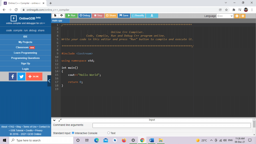 Practice C++ Program Online - Dot Net Tutorials