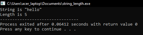 Find Length of a String Code in C language Find Length of a String Code in C language
