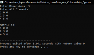 Lower Triangular Matrix Column Major Mapping - Dot Net Tutorials