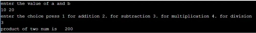 Simple Calculator Program using Switch Case Statements in C++