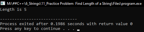 subscript operator to Find the Length of a given String using C++ Language