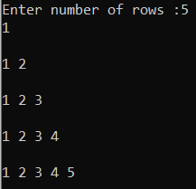 How to implement the Half Pyramid of Numbers Pattern Program in C#?