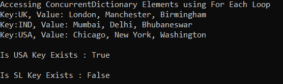 How to Check the Availability of a key/value Pair in ConcurrentDictionary Collection in C#?