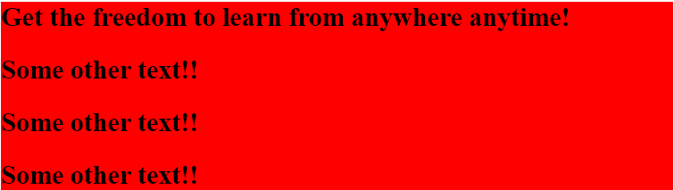Set the background color red for height and width 100%