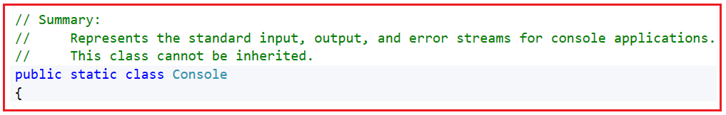 What is Console Class in C#?