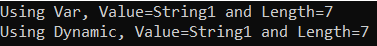 Example to understand VAR and Dynamic in C#