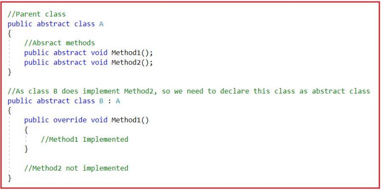 Abstract Class and Abstract Methods Interview Questions in C#