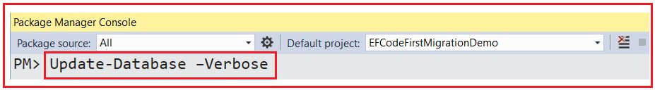 Update-Database Command in Entity Framework