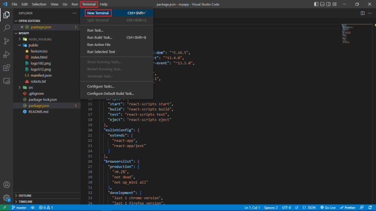 Creating a new React Project - Dot Net Tutorials
