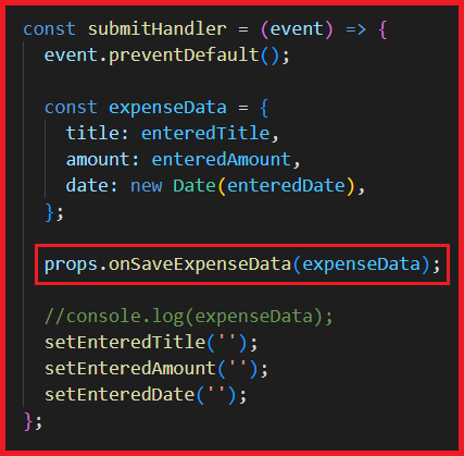Extract values in ExpenseForm Component