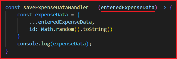 Extract values in ExpenseForm Component