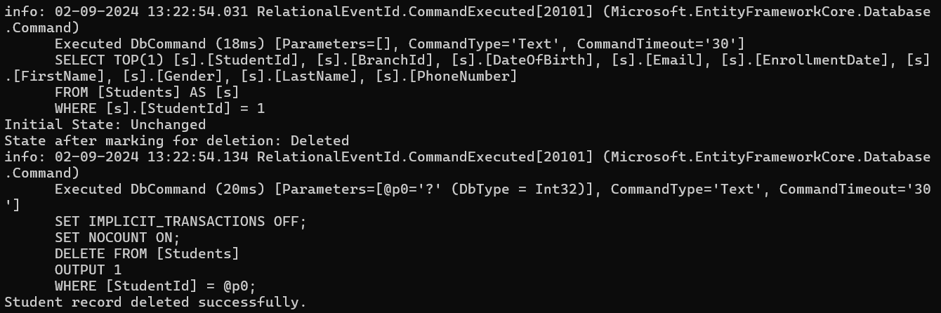 Deleted State in EF Core with Example