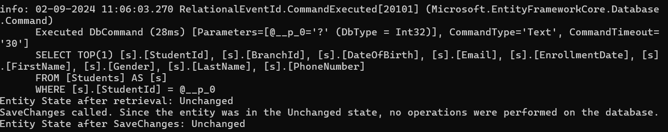 Unchanged State of an Entity in Entity Framework Core with Example