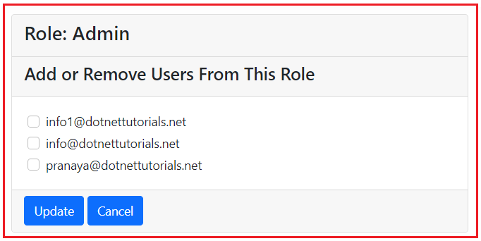 How to Add or Remove Users from Role in ASP.NET Core Identity?