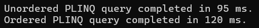 Example Showing the Performance Implications between Ordered vs. Unordered PLINQ Queries