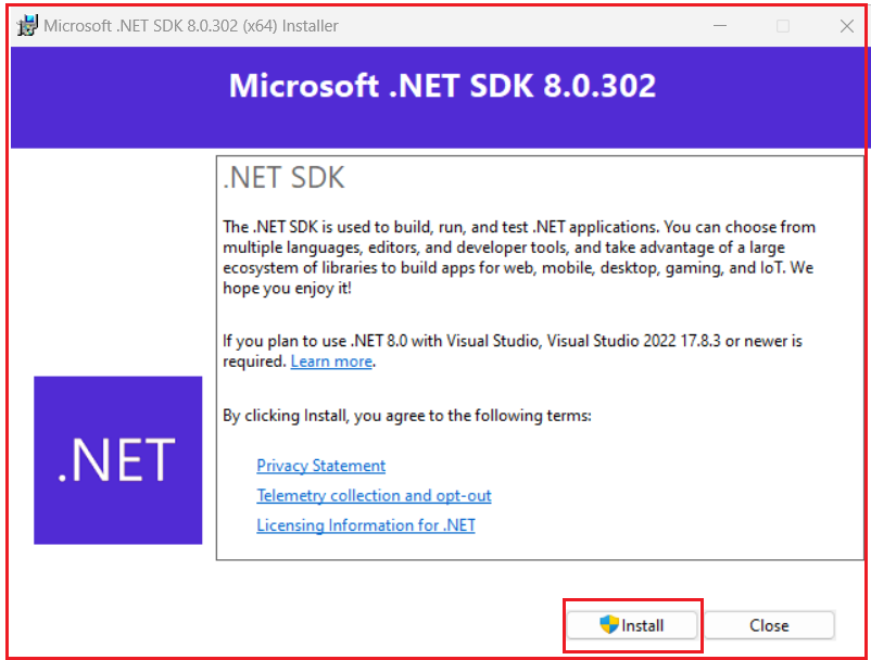 Installing .NET Core SDK