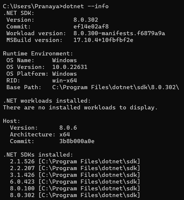 Verify Installation of .NET Core SDK