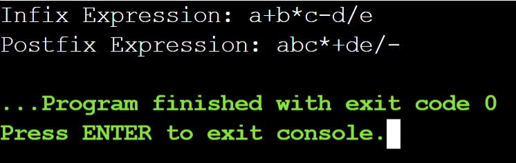Program for Infix to Postfix Conversion in C Language