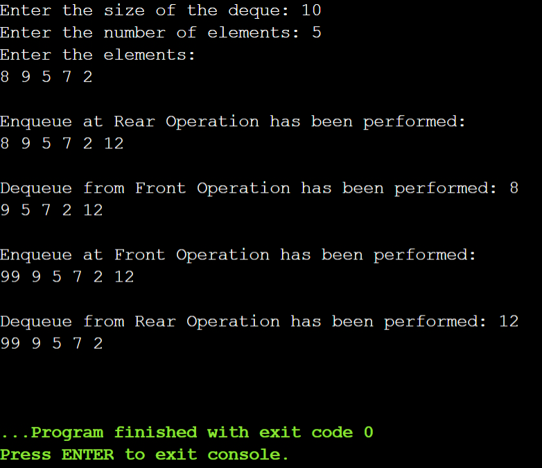Implementation of Double-Ended Queue in C Language