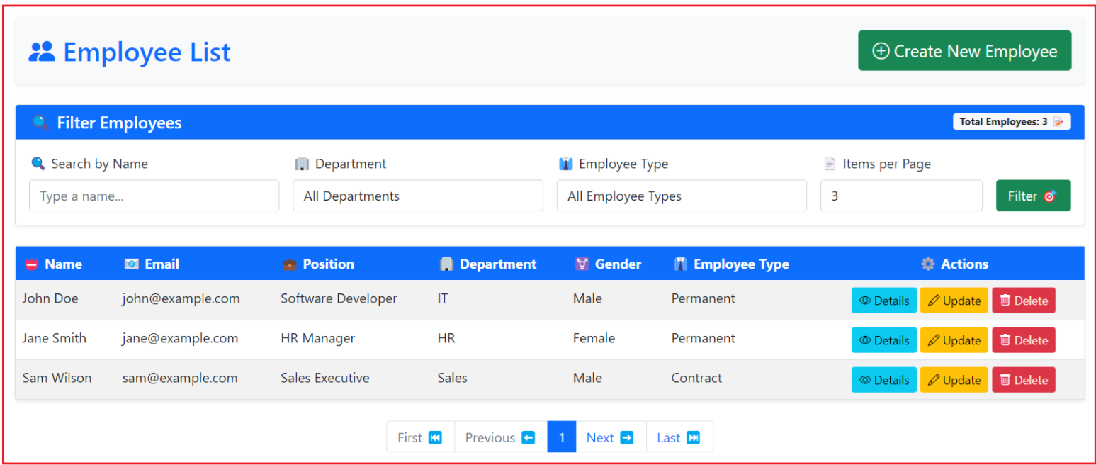 Employee Portal Application Development using ASP.NET Core MVC